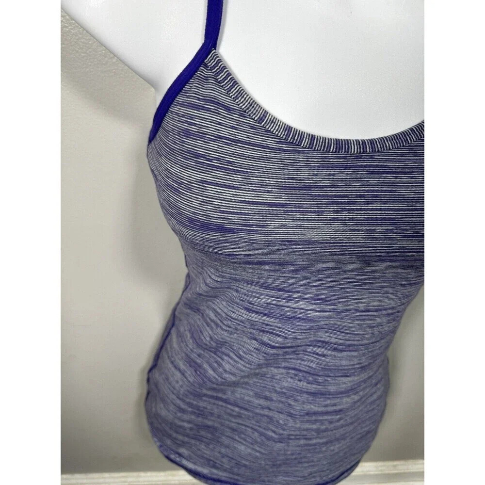 Lululemon Power Y Tank Blurry Bell Multi Purple (with pads) Women's 4 Hang Tags - Picture 2 of 5